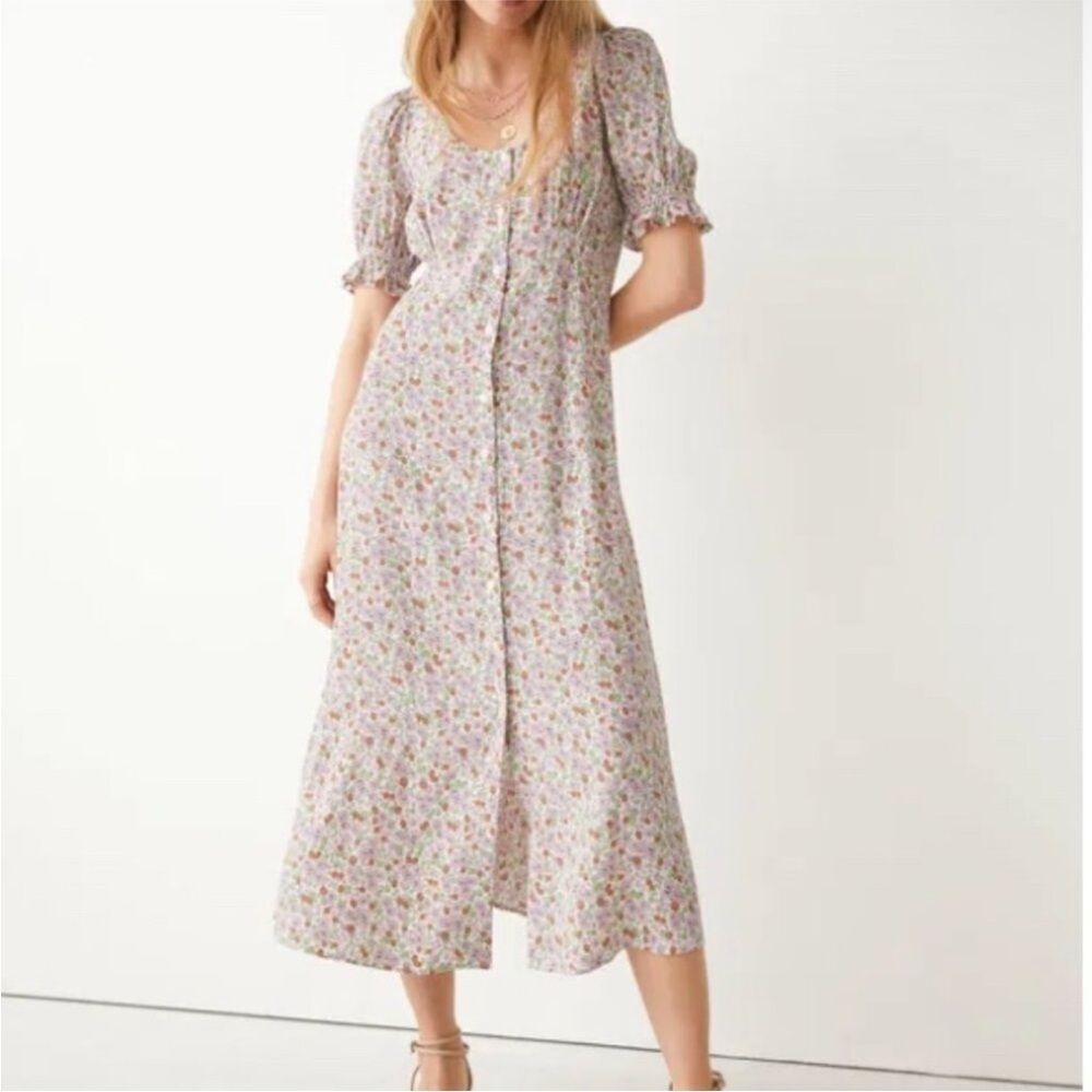 & Other Stories Printed Button Up Midi Dress Flor… - image 1